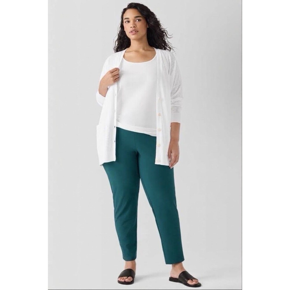 Eileen Fisher Pants Washable Stretch Crepe Womens 3X Aegean Green Slim Ankle NWT